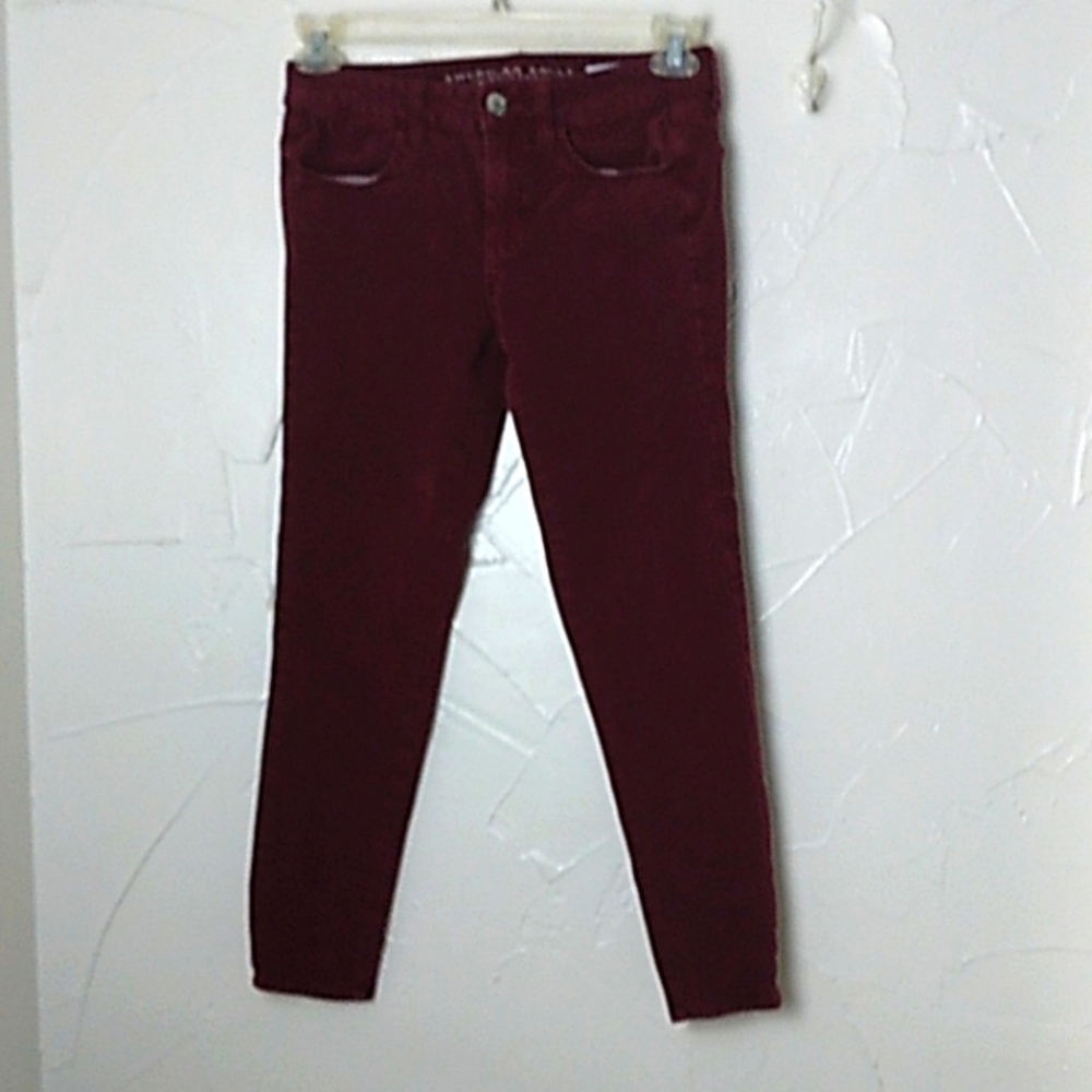 American Eagle Jegging Jean Size 6 360 Super Stretch Jeans Burgundy‎ Color